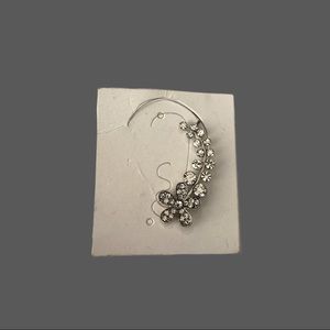 Floral Rhinestone Ear Cuff - Silver